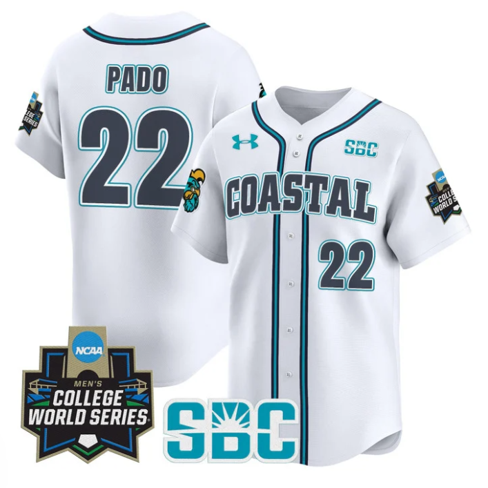 Blagen Pado Jersey #22 Coastal Carolina Chanticleers 2025 World Series White