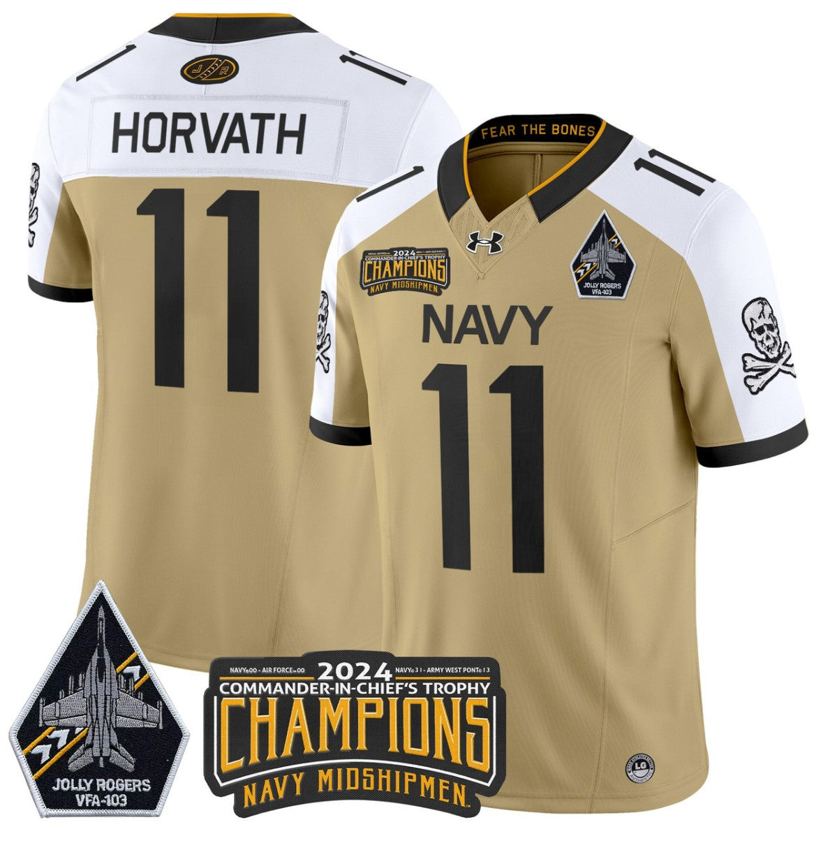 Blake Horvath Jersey 11 Navy Midshipmen Commander-in-chief's Trophy Gold Alternate