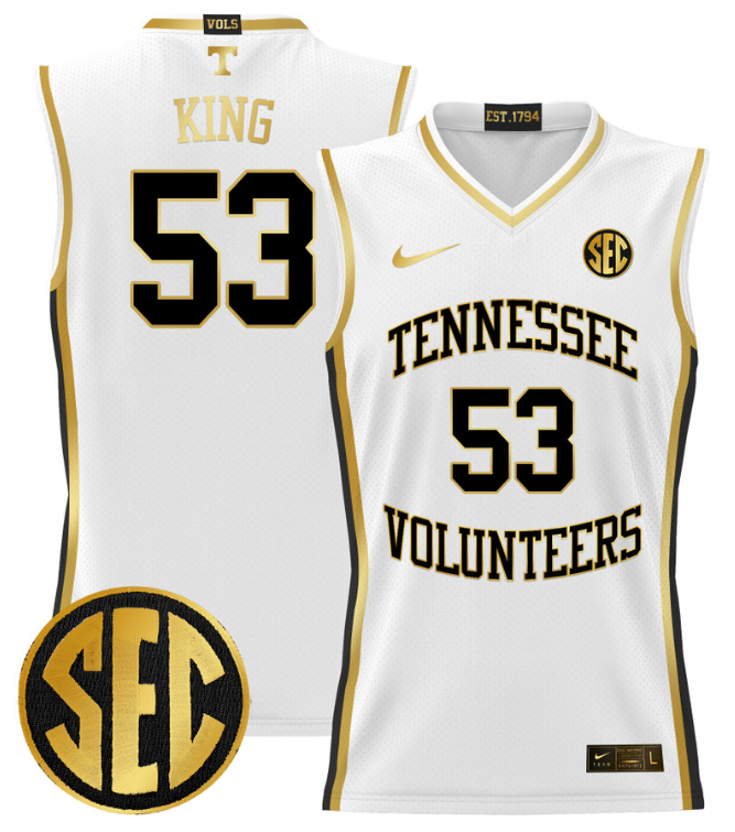 Bernard King Jersey #53 Tennessee Vols 2024 Lightweight Basketball White Gold