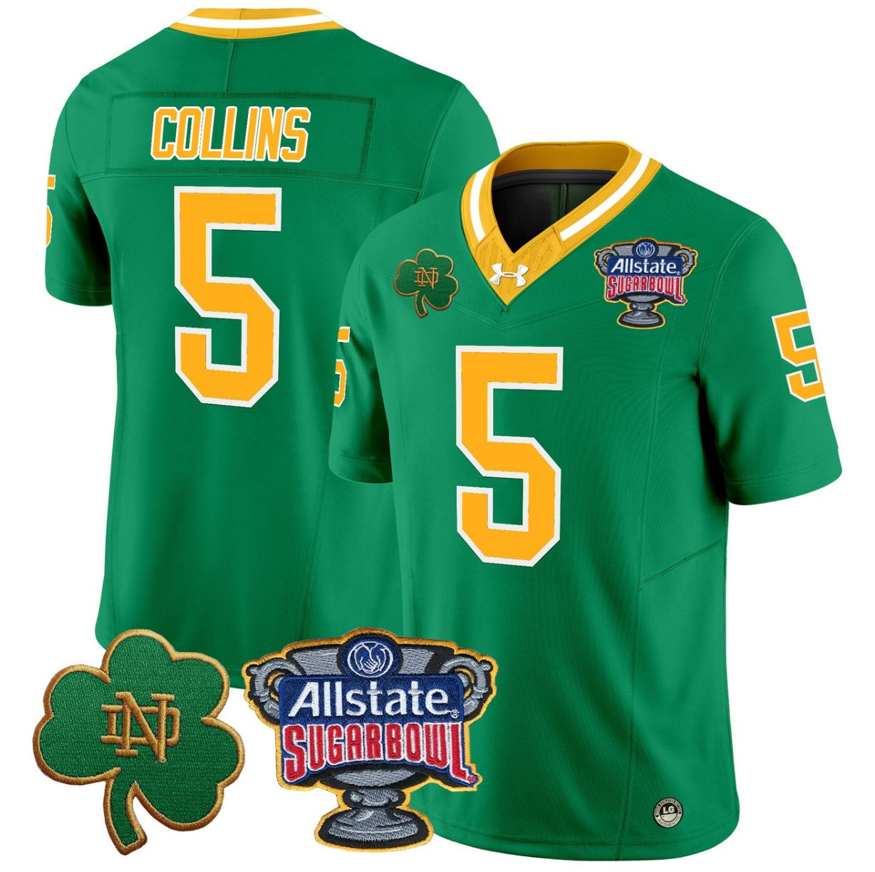 Beaux Collins Jersey #5 Notre Dame 2024 Sugar Bowl Patch V2 Throwback