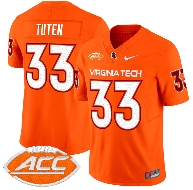 Bhayshul Tuten Jersey #33 Virginia Tech Hokies Vapor Limited College Football Orange