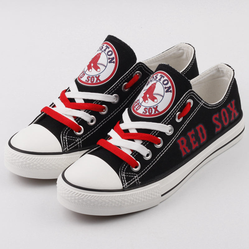 Boston Red Sox Limited Print MLB Baseball Fans Low Top Canvas Shoes Sport Sneakers T-DJ246H