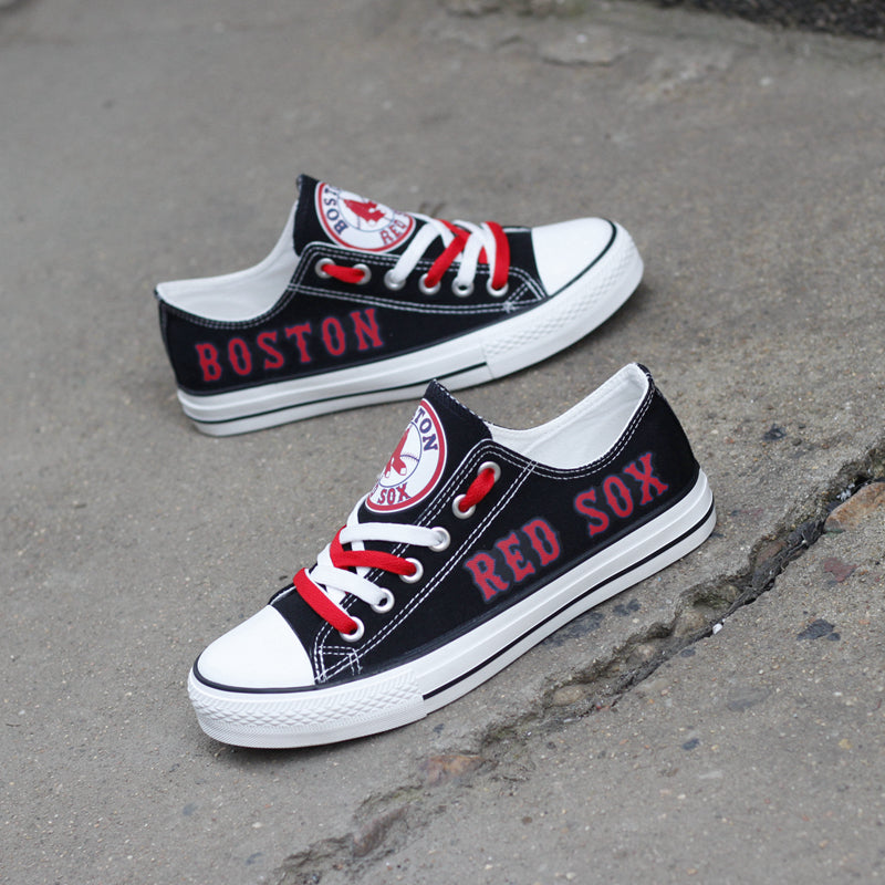 Boston Red Sox Limited Print MLB Baseball Fans Low Top Canvas Shoes Sport Sneakers T-DJ246H