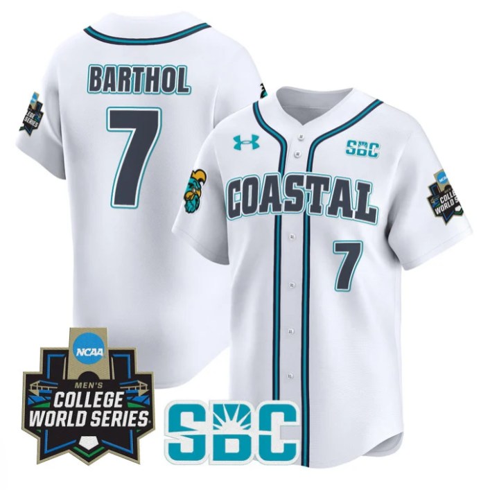 Blake Barthol Jersey #7 Coastal Carolina Chanticleers 2025 World Series White