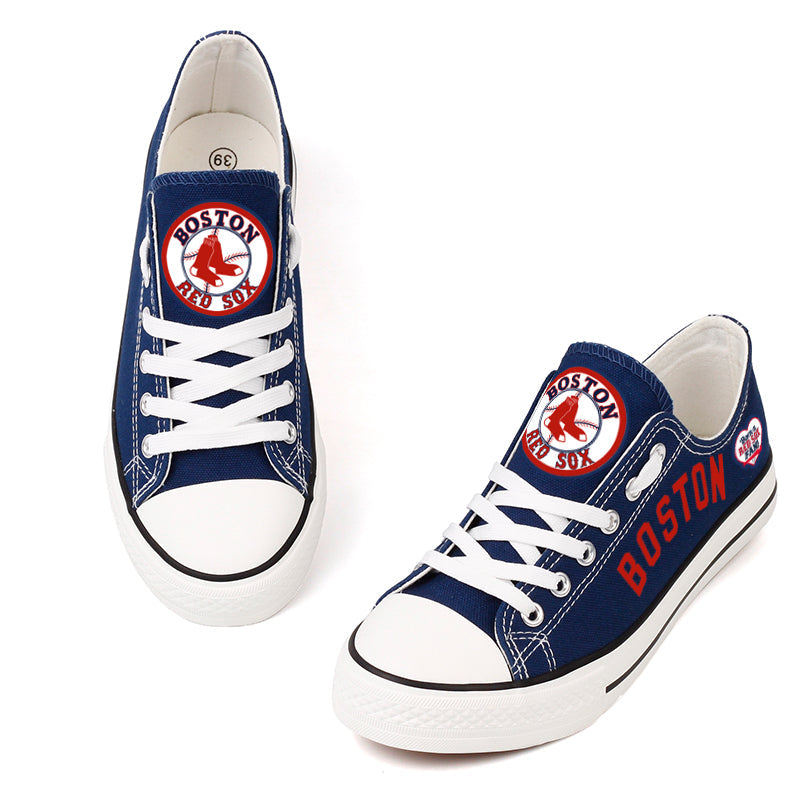 Boston Red Sox Limited Print MLB Baseball Fans Low Top Canvas Shoes Sport Sneakers T-DAC166L