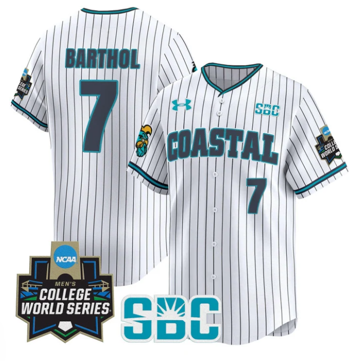 Blake Barthol Jersey #7 Coastal Carolina Chanticleers 2025 World Series Stripe
