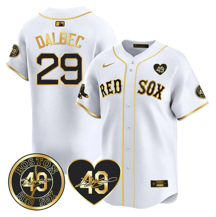 Bobby Dalbec Jersey #29 Boston Red Sox Tim Wakefield Memorial Patch Stitched White Gold