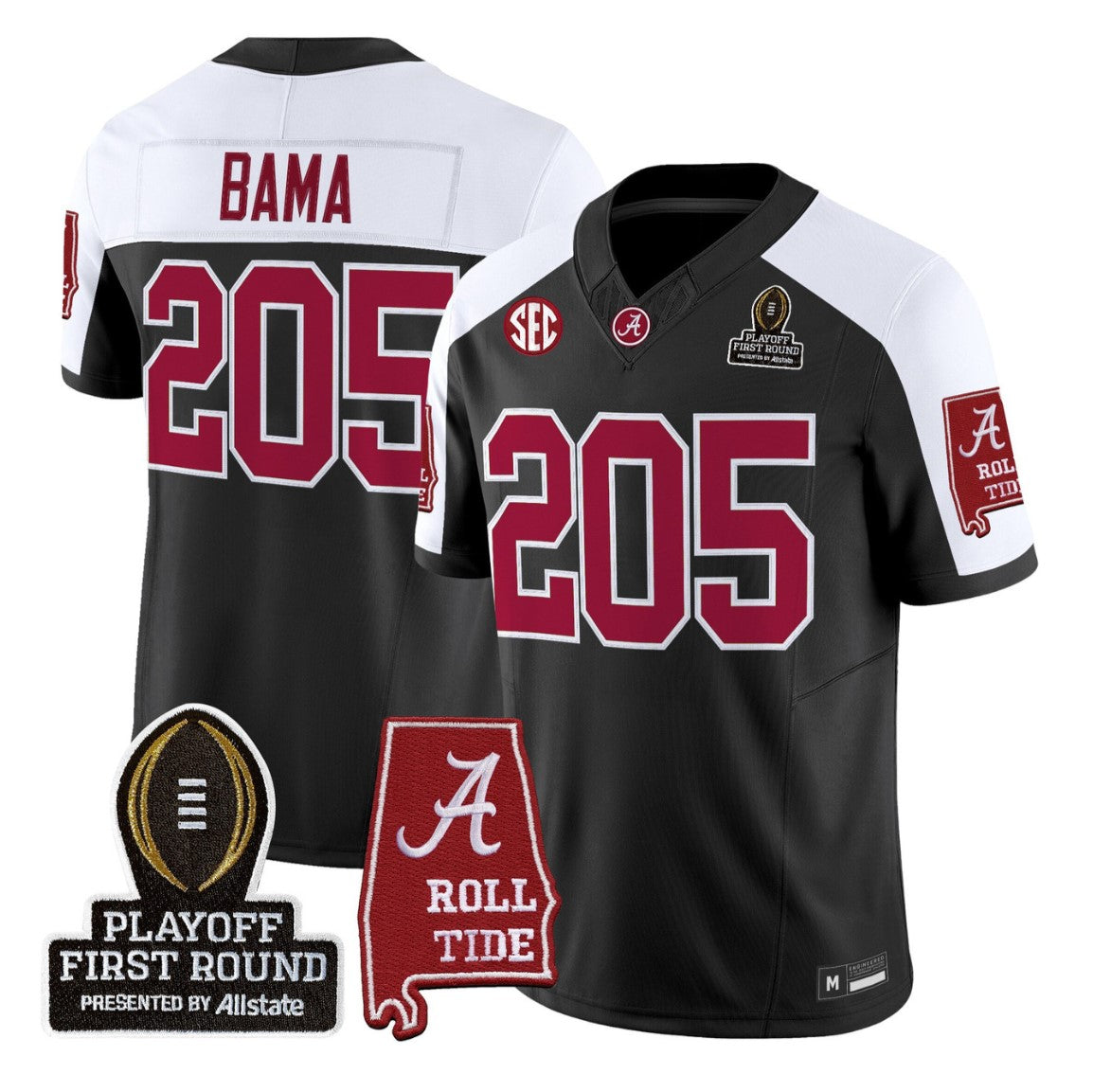 Bama Jersey #205 Alabama Crimson 2025 Playoff First Round Stitched