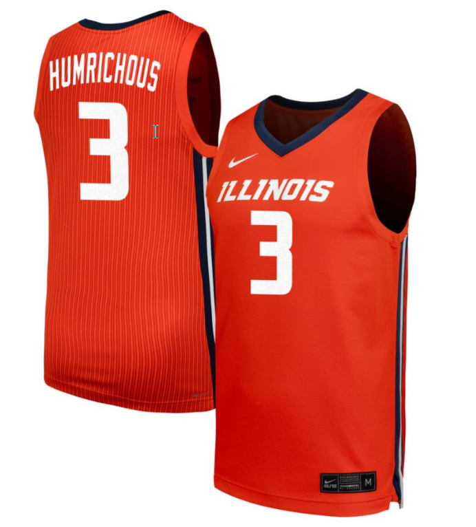 Ben Humrichous Jersey #3 Illinois Fighting Illini NIL Basketball Orange