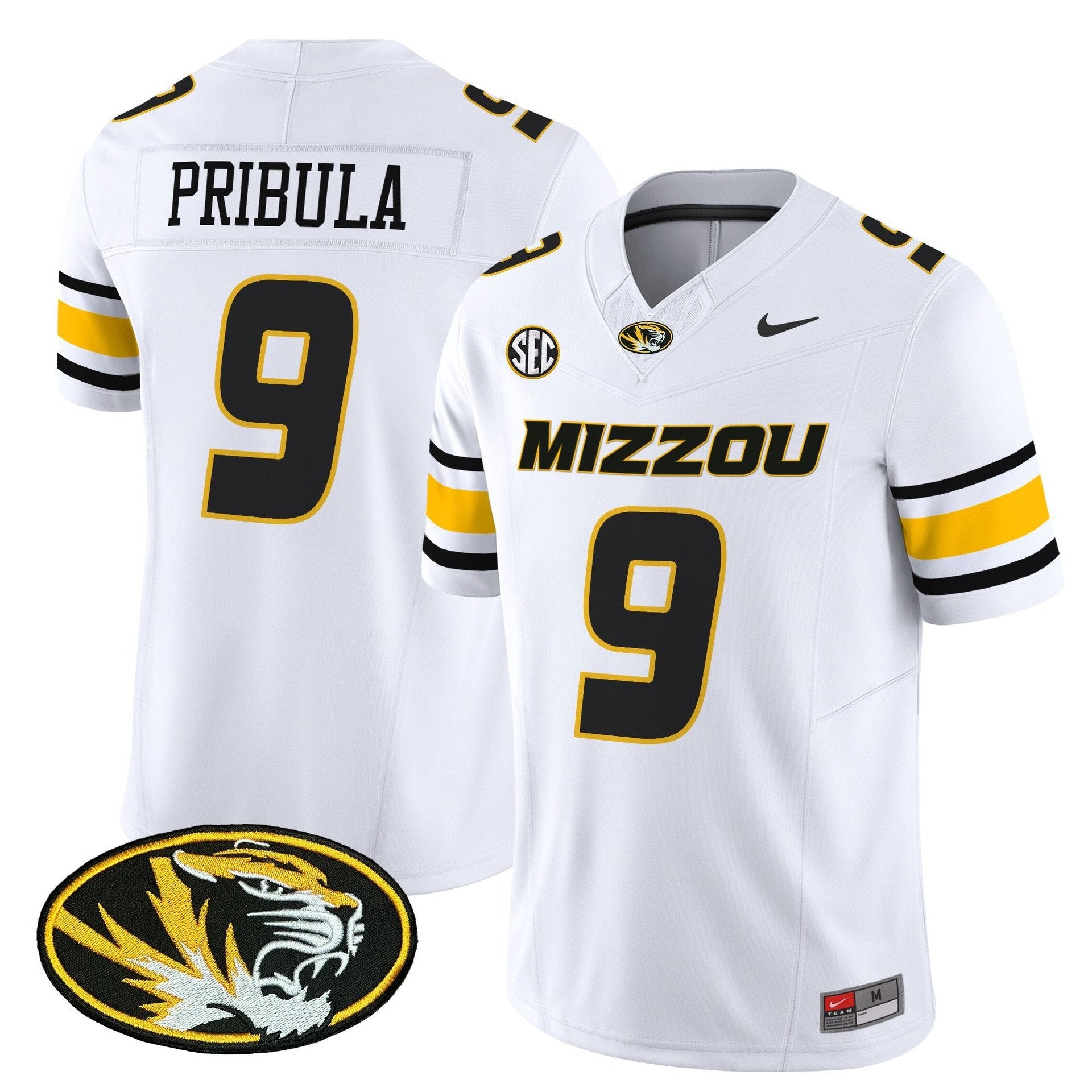 Beau Pribula Jersey #9 Missouri Tigers 2025 Vapor Limited Stitched White