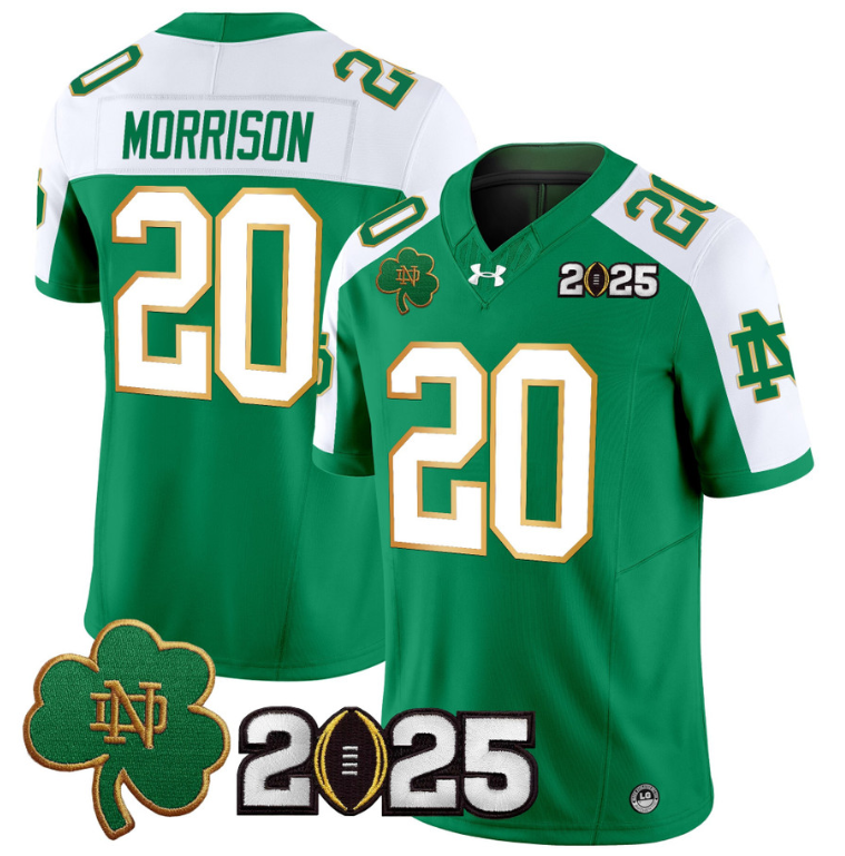 Benjamin Morrison Jersey #20 Notre Dame 2025 CFP Final Patch Navy Alternate