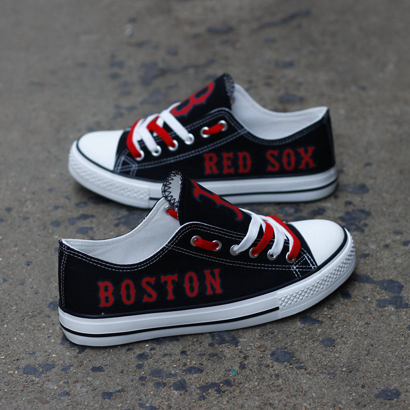 Boston Red Sox Limited Print MLB Baseball Fans Low Top Canvas Shoes Sport Sneakers T-DAC101H