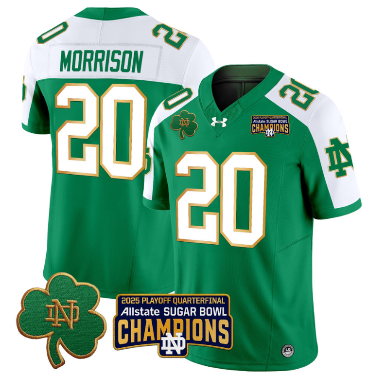 Benjamin Morrison Jersey #20 Notre Dame 2025 Sugar Bowl Champions Navy Alternate