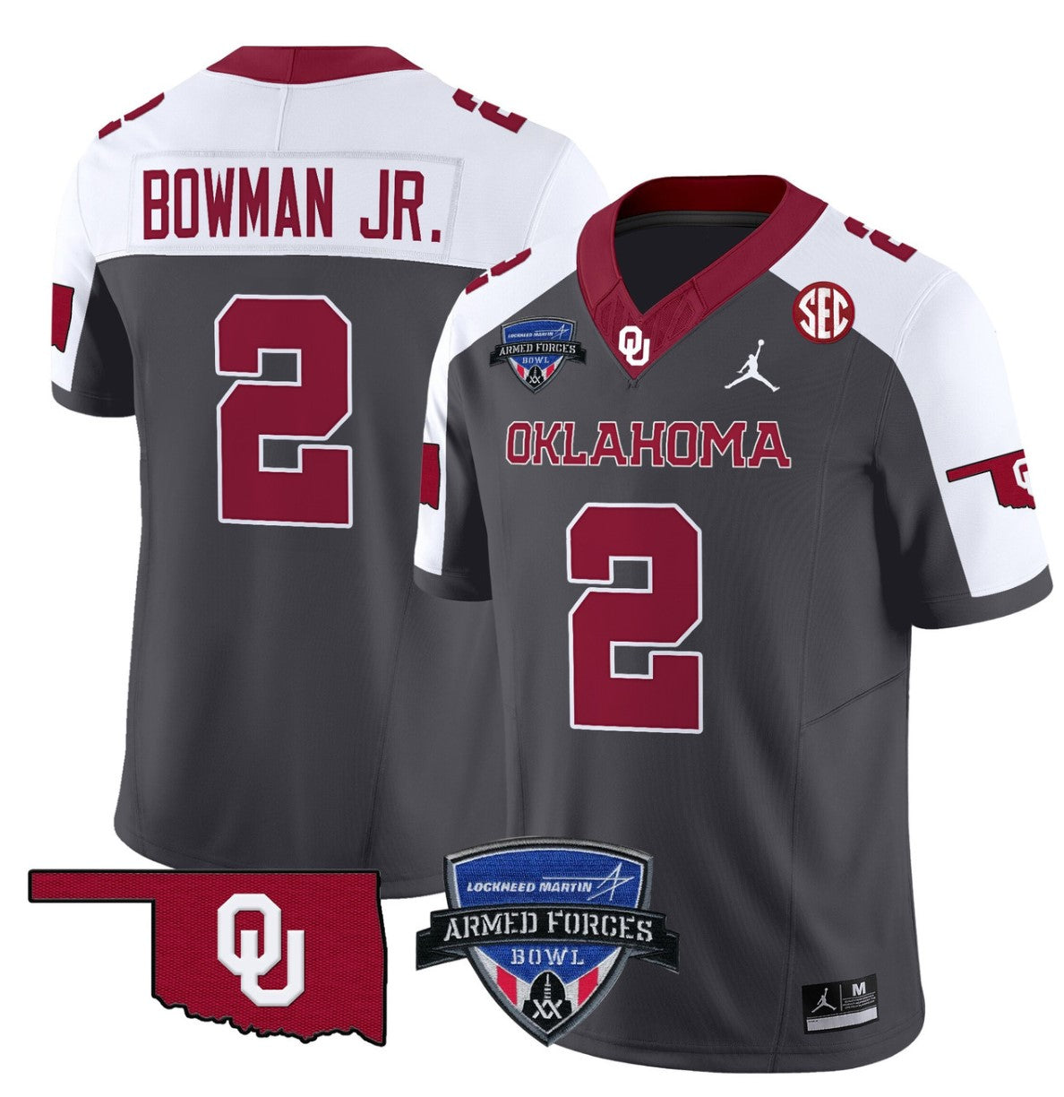 Billy Bowman Jr Jersey #2 Oklahoma Sooners 2025 Armed Forces Bowl Patch Special
