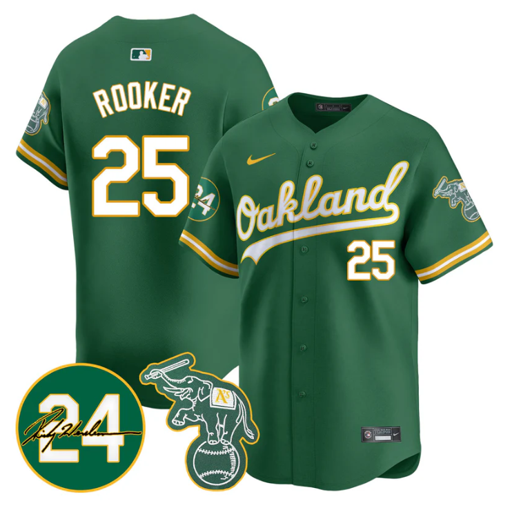 Brent Rooker Jersey #25 Oakland Athletics 2025 Rickey Henderson Memorial Stitched Green