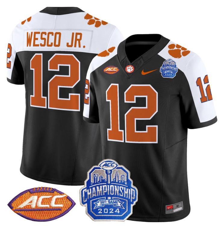 Bryant Wesco Jr Jersey #12 Clemson Tigers 2024 ACC Championship Black Alternate
