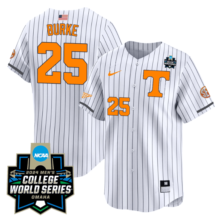 Blake Burke Jersey #25 Tennessee Volunteers 2024 College World Series Patch Vapor Premier Limited NCAA Baseball Stitched Pinstripe