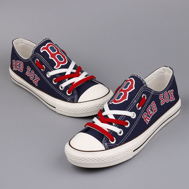 Boston Red Sox Limited Print MLB Baseball Fans Low Top Canvas Shoes Sport Sneakers T-D850L