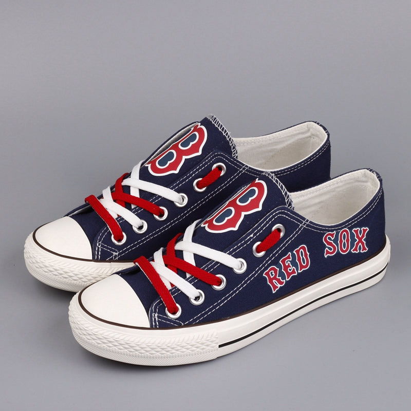 Boston Red Sox Limited Print MLB Baseball Fans Low Top Canvas Shoes Sport Sneakers T-D850L