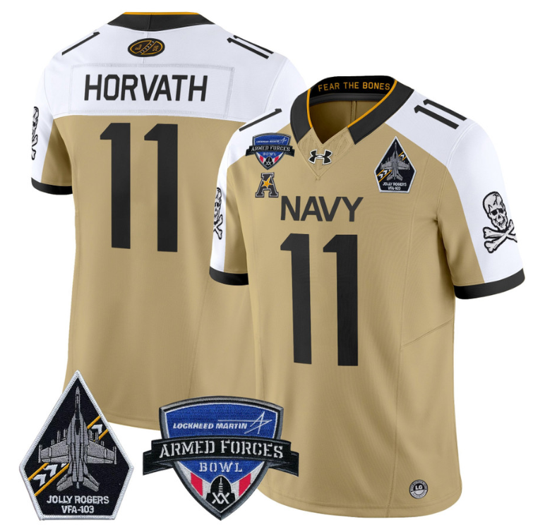 Blake Horvath Jersey #11 Navy Midshipmen 2025 Armed Forces Bowl Navy Alternate