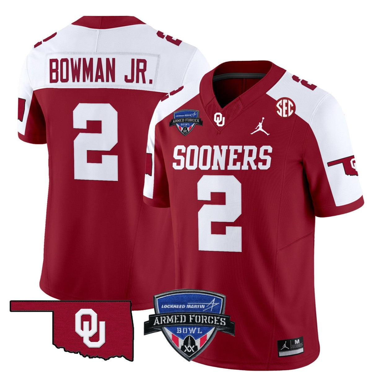 Billy Bowman Jr Jersey #2 Oklahoma Sooners 2025 Armed Forces Bowl Patch Alternate