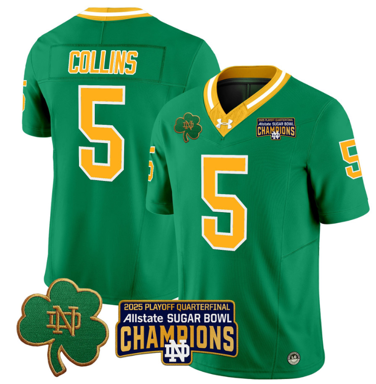 Beaux Collins Jersey #5 Notre Dame 2025 Sugar Bowl Champions Throwback