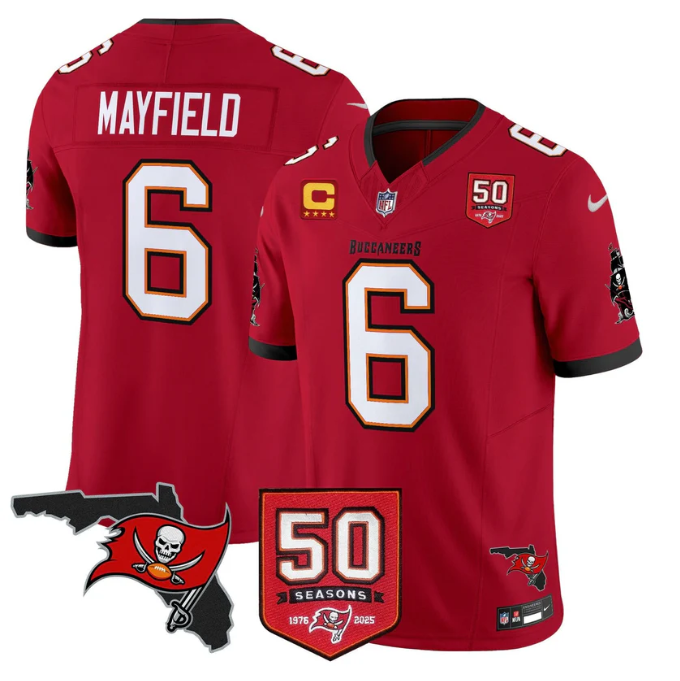Baker Mayfield Jersey #6 50 Seasons 1976-2025 Vapor Limited Stitched Red