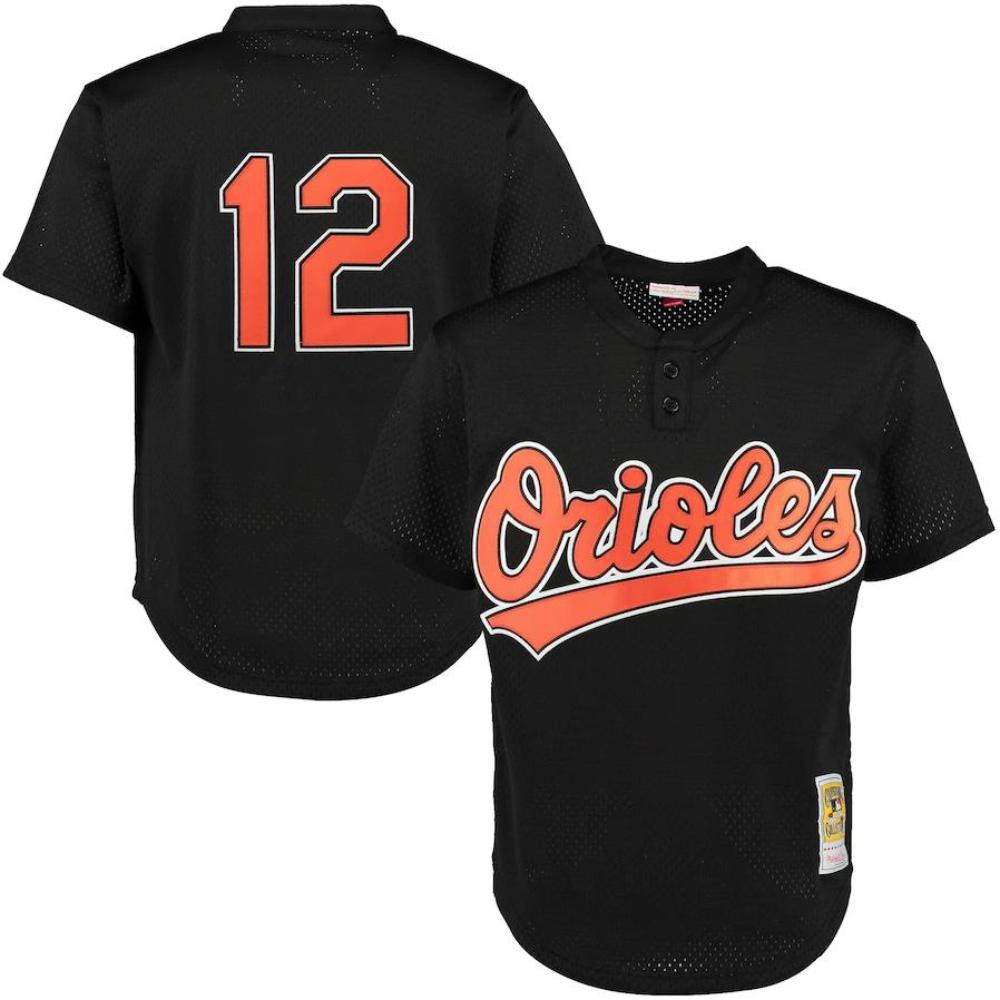 Baltimore Orioles Roberto Alomar Black Throwback Mesh Pullover Jersey