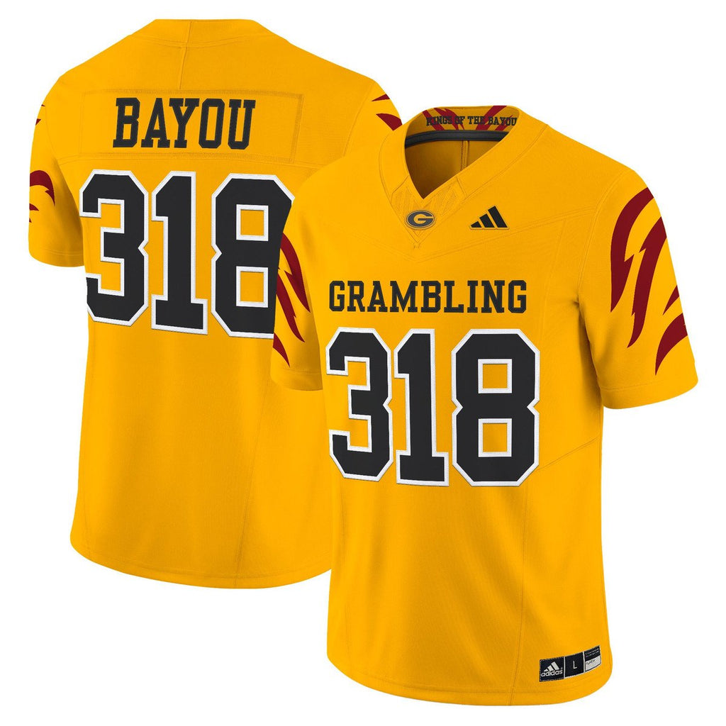 Bayou Jersey #318 Grambling Tigers 2025 Vapor Limited Stitched Gold