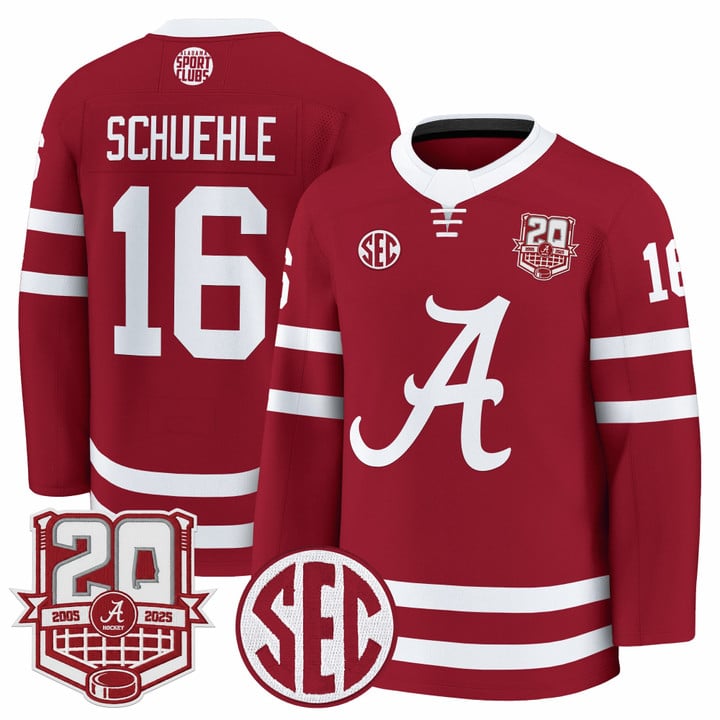 Baz Schuehle Jersey #16  Alabama Crimson Tide 2025-26 Premium 20th Anniversary Patch Stitched