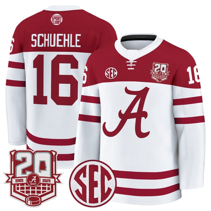 Baz Schuehle Jersey #16  Alabama Crimson Tide 2025-26 Premium 20th Anniversary Patch Stitched