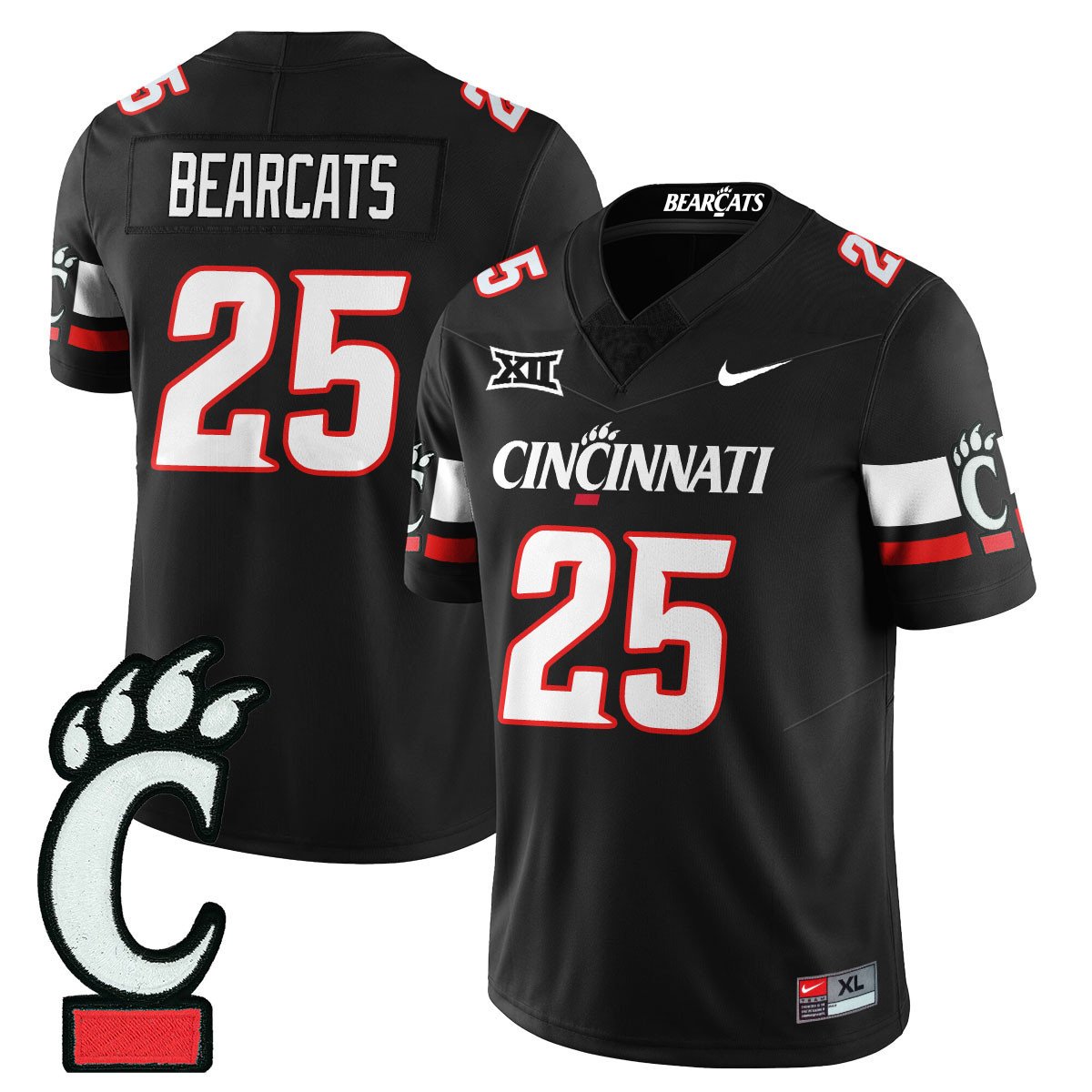 Bearcats Jersey #25 Cincinnati Bearcats Football 2025 Uniform Stitched Black