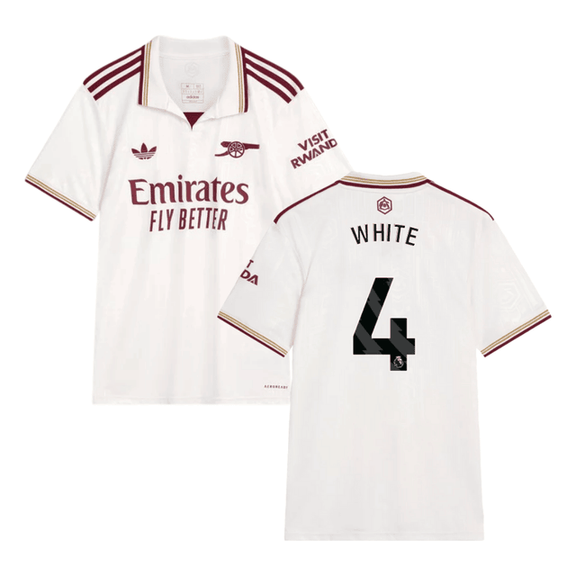 Ben White #4 Arsenal 2025-26 Third Jersey – Cream