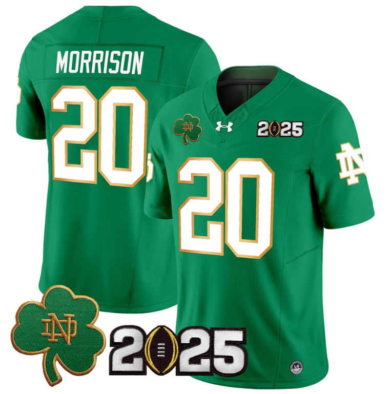 Benjamin Morrison Jersey #20 Notre Dame 2025 CFP Final Patch White