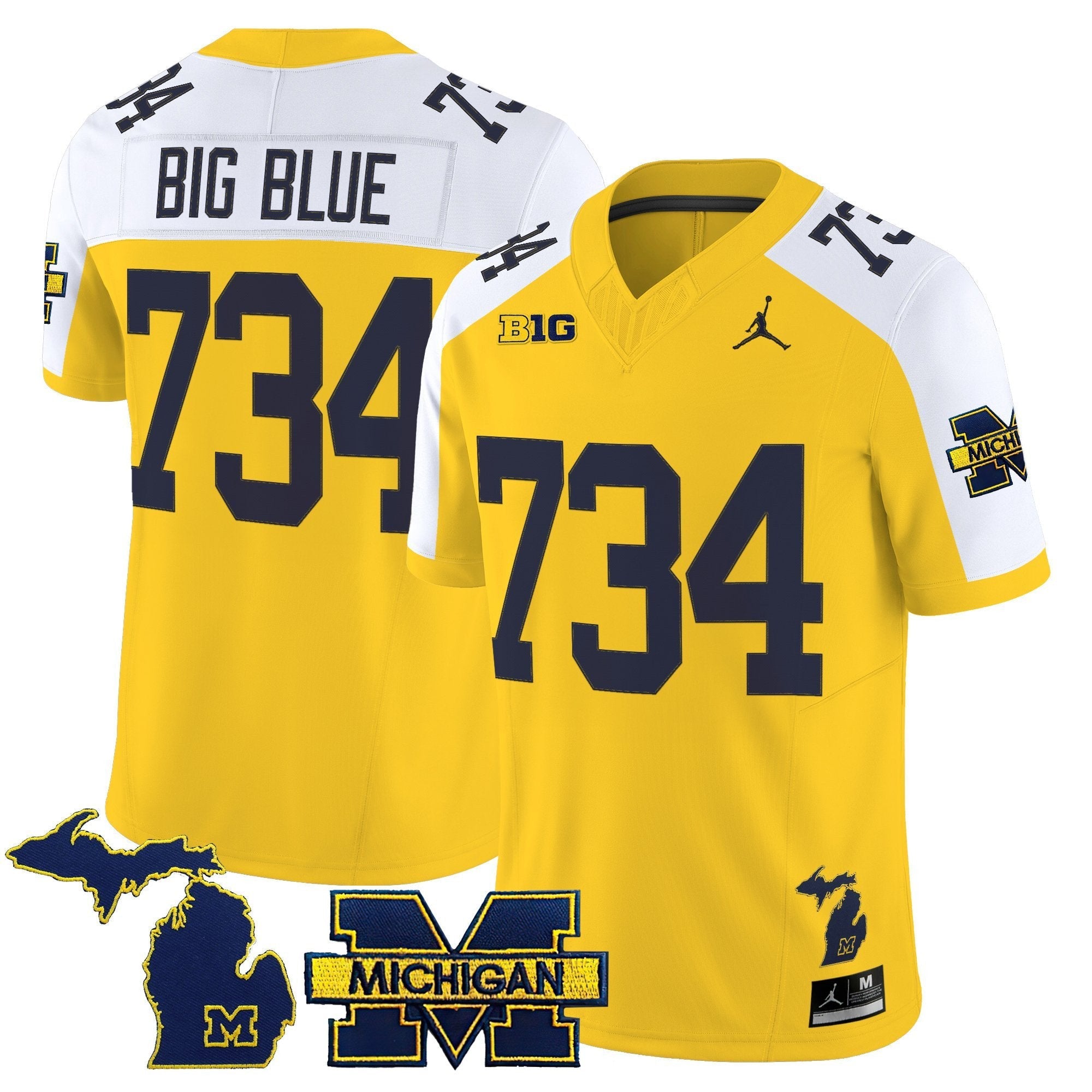 Big Blue Jersey #734 Michigan Wolverines 2025 Vapor Stitched Maize Alternate