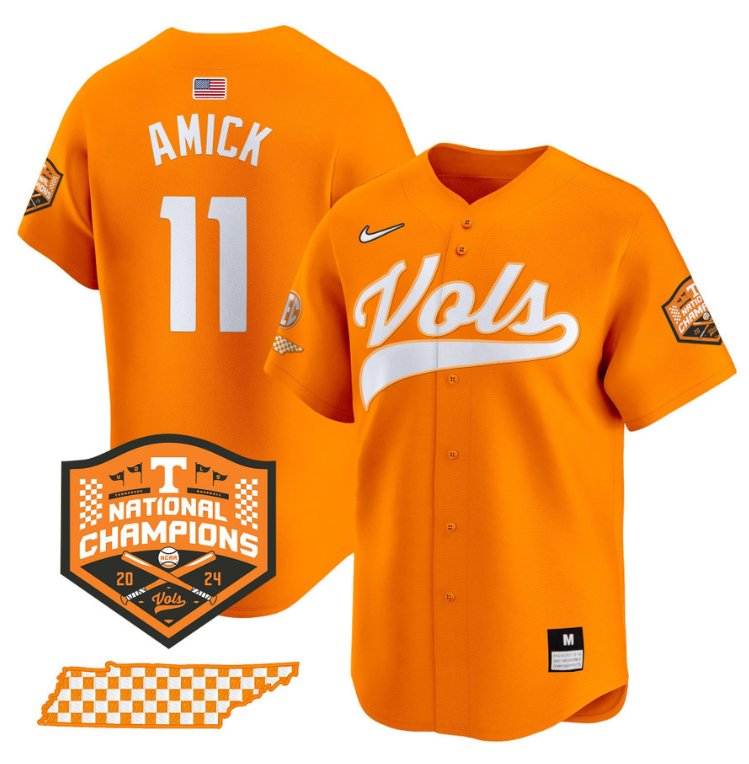 Billy Amick Jersey #11 Tennessee Vols 2024 Champions Stitched Orange