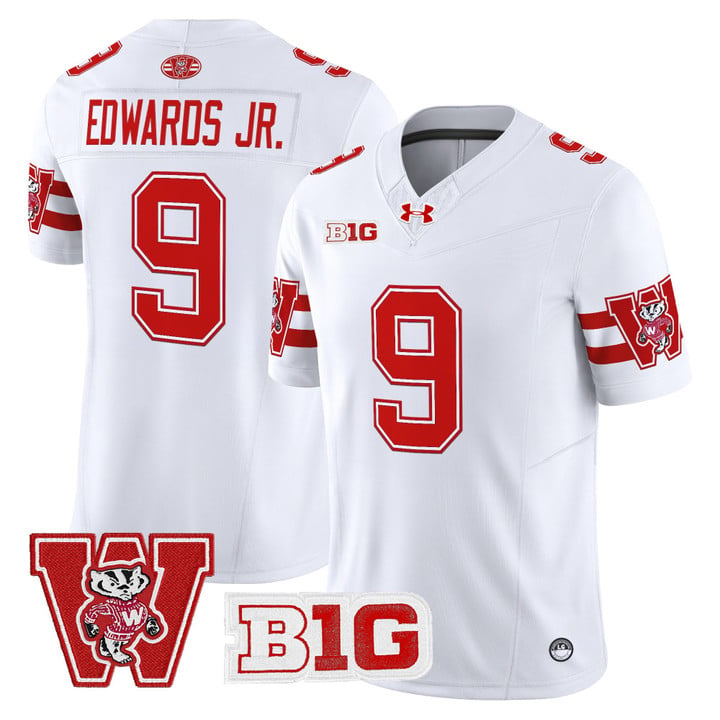 Billy Edwards Jr Jersey #9 Wisconsin Badgers Throwback Stitched White