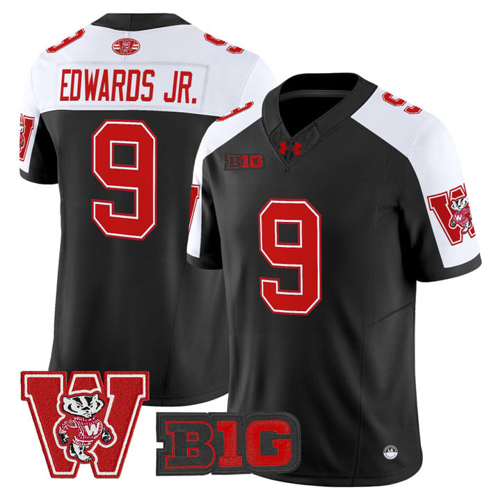 Billy Edwards Jr Jersey #9 Wisconsin Badgers Throwback Stitched Black Alter
