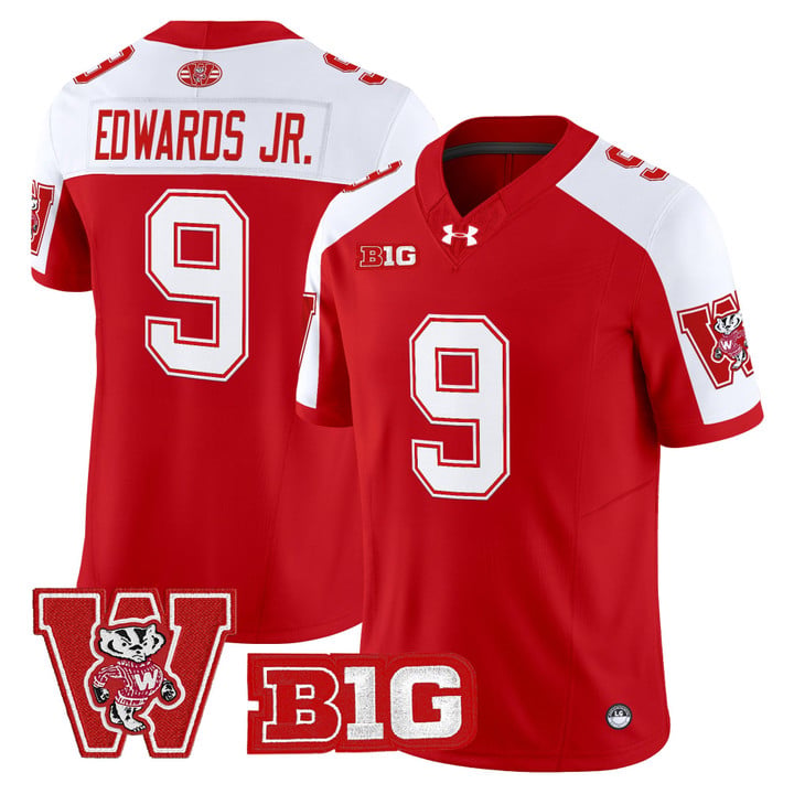 Billy Edwards Jr Jersey #9 Wisconsin Badgers Throwback Stitched Red Alter