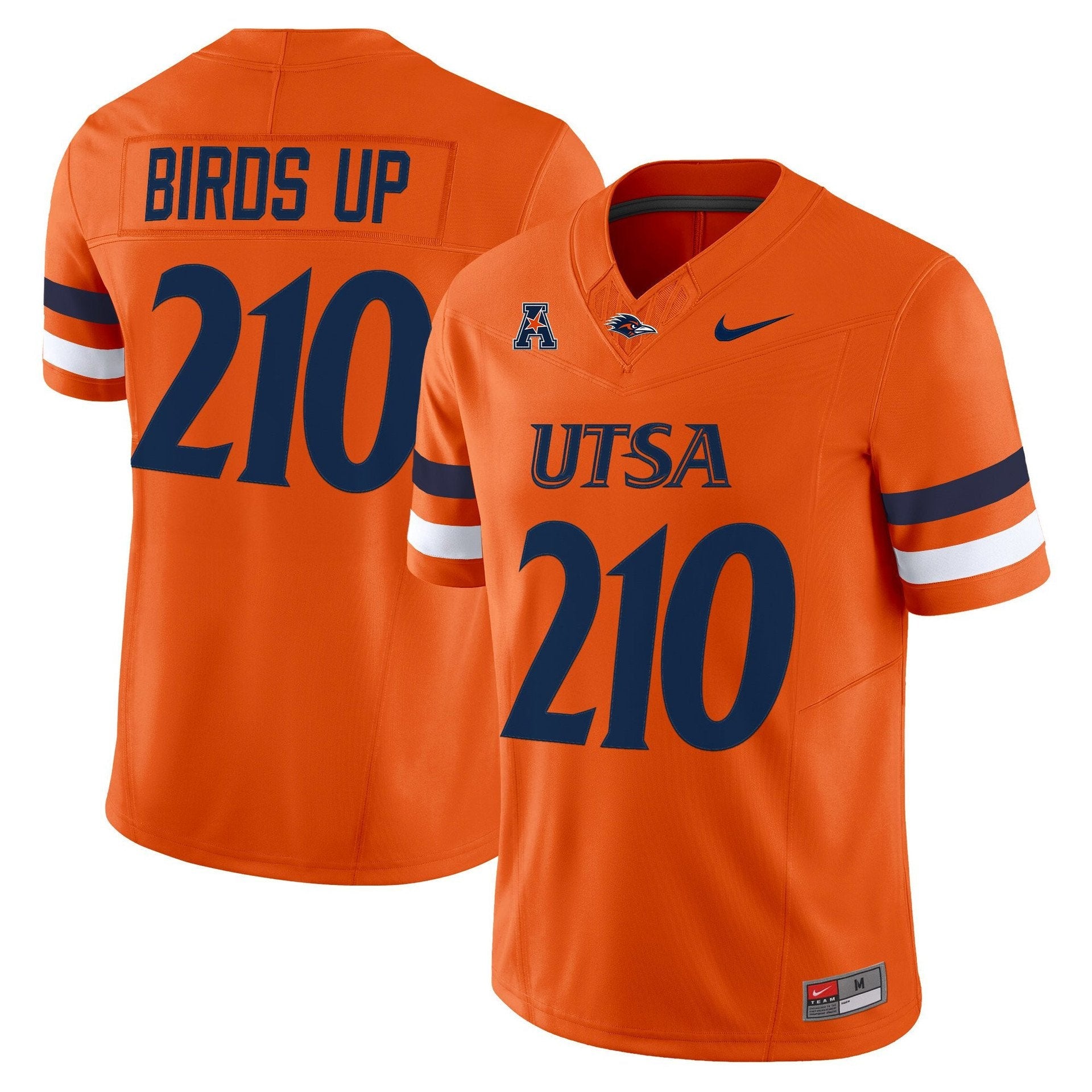 Birds Up Jersey #210 UTSA Roadrunners 2025 Vapor Limited Stitched Orange