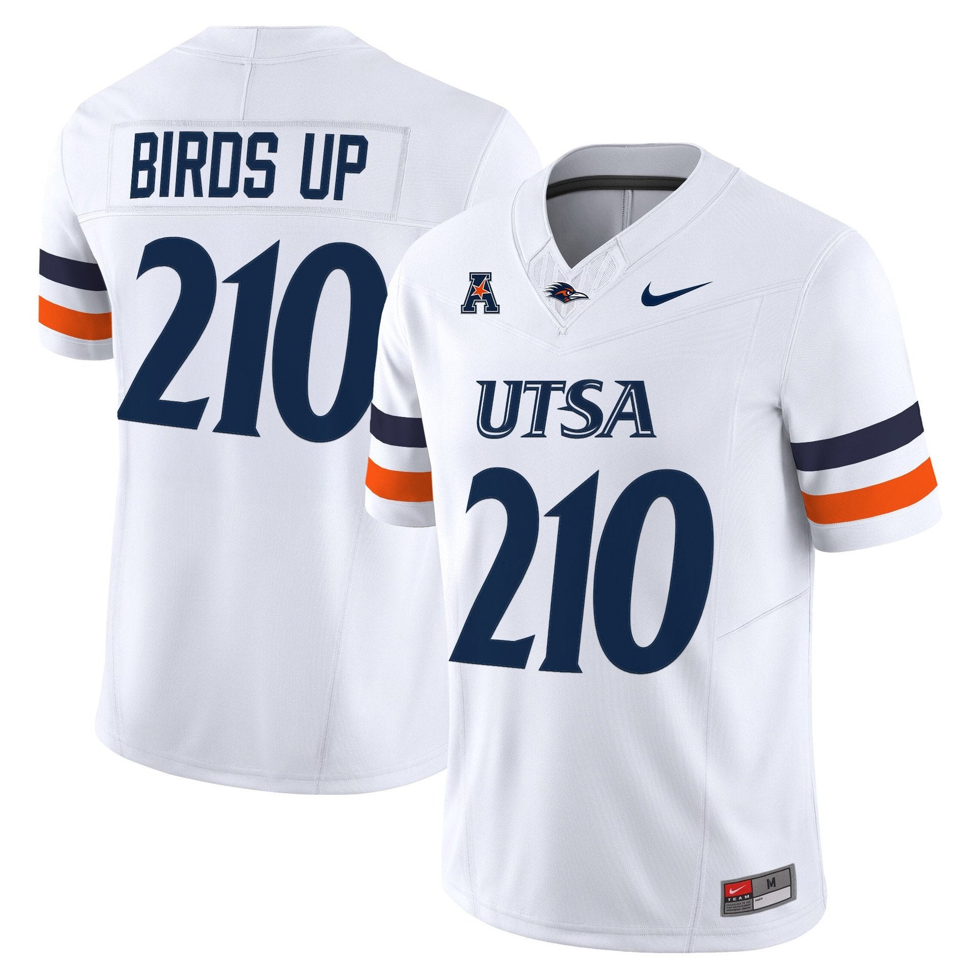 Birds Up Jersey #210 UTSA Roadrunners 2025 Vapor Limited Stitched White