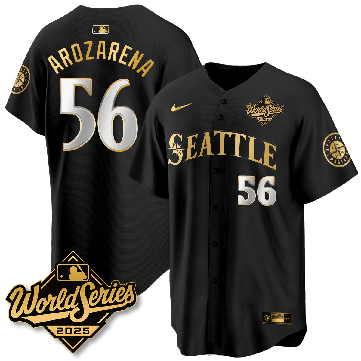 Seattle Mariners 2025 World Series Gold Jersey - All Stitched