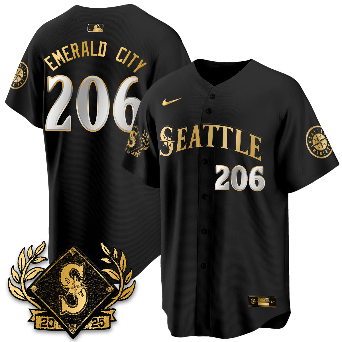 Seattle Mariners 2025 Series Gold Champions Jersey - All Stitched