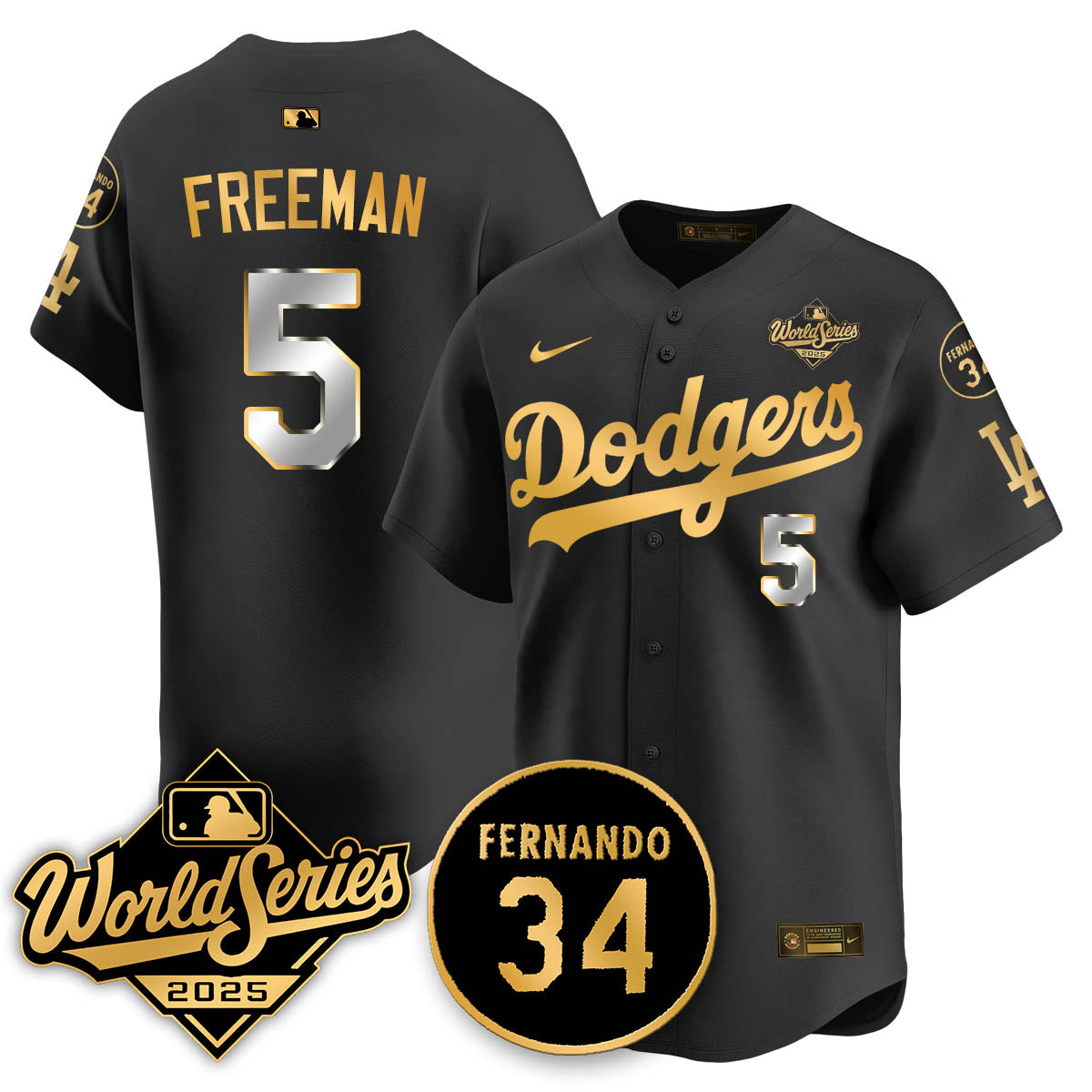 Los Angeles Dodgers 2025 National League Champions Jersey - All Stitched