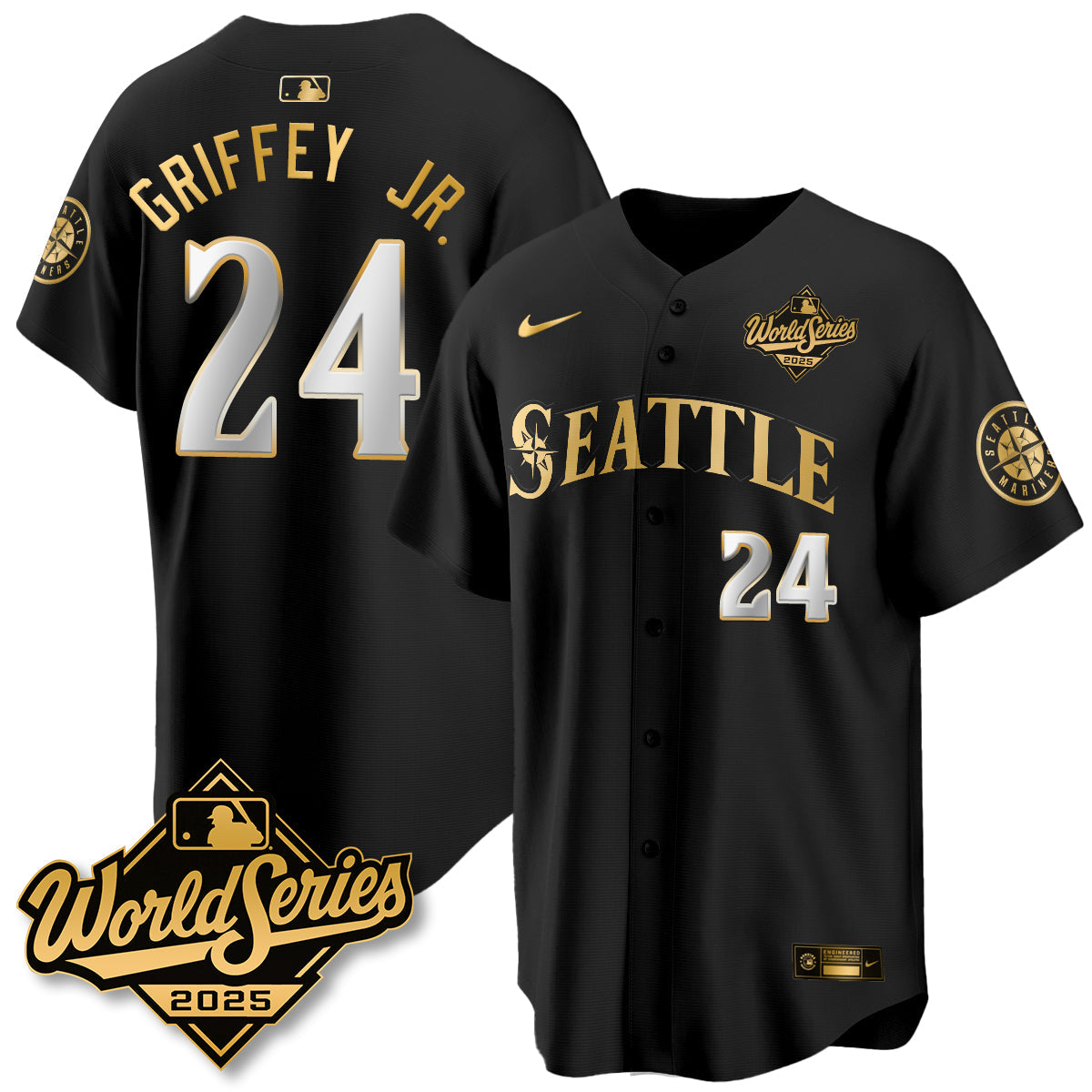 Seattle Mariners 2025 World Series Gold Jersey - All Stitched