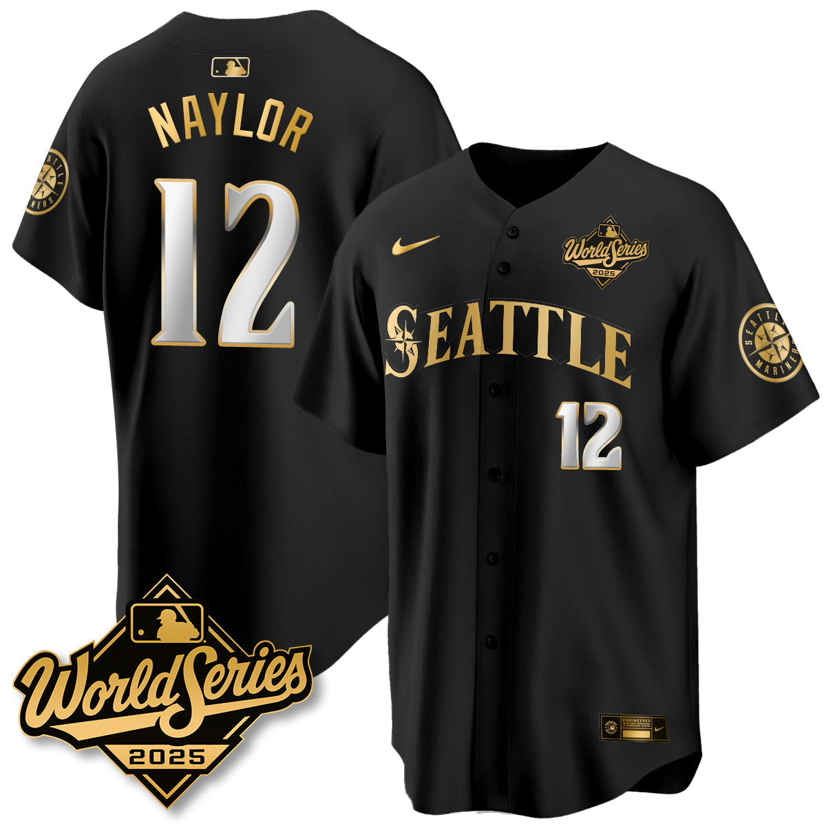 Seattle Mariners 2025 World Series Gold Jersey - All Stitched