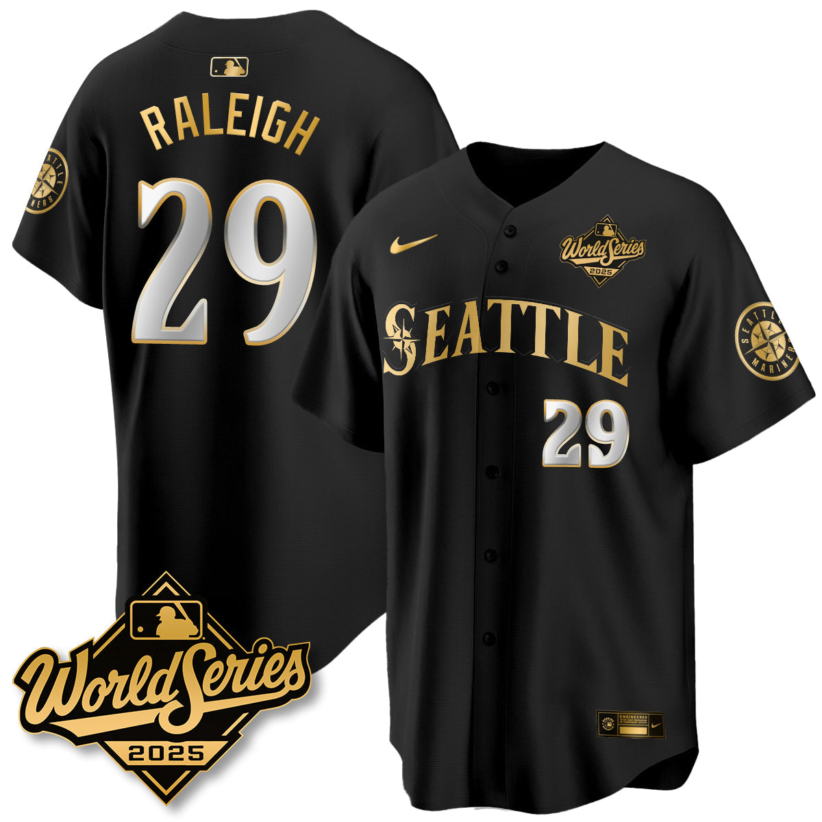 Seattle Mariners 2025 World Series Gold Jersey - All Stitched