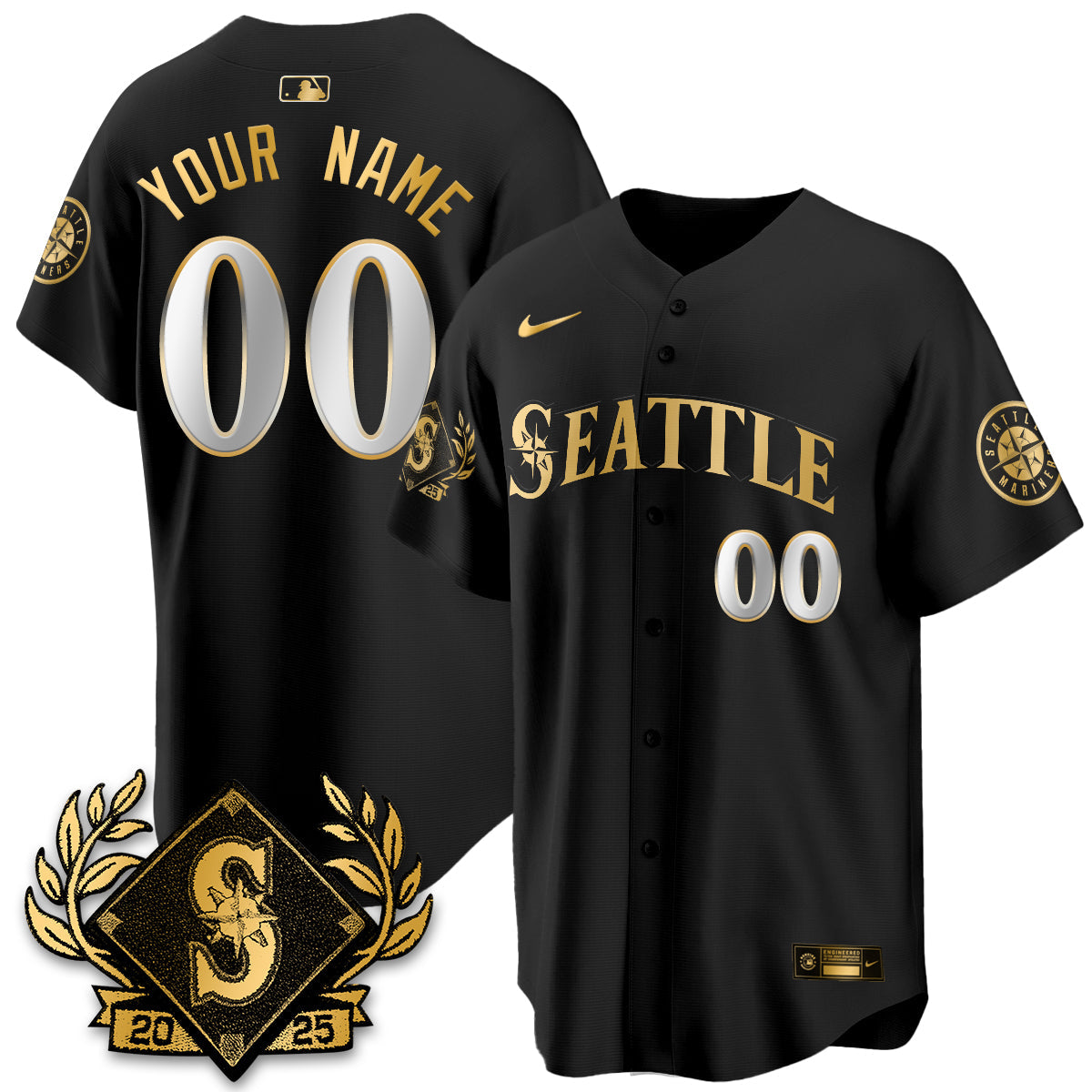 Seattle Mariners 2025 Series Gold Champions Custom Jersey - All Stitched