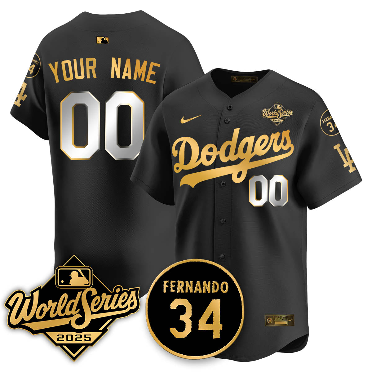 Los Angeles Dodgers 2025 National League Champions Custom Jersey - All Stitched