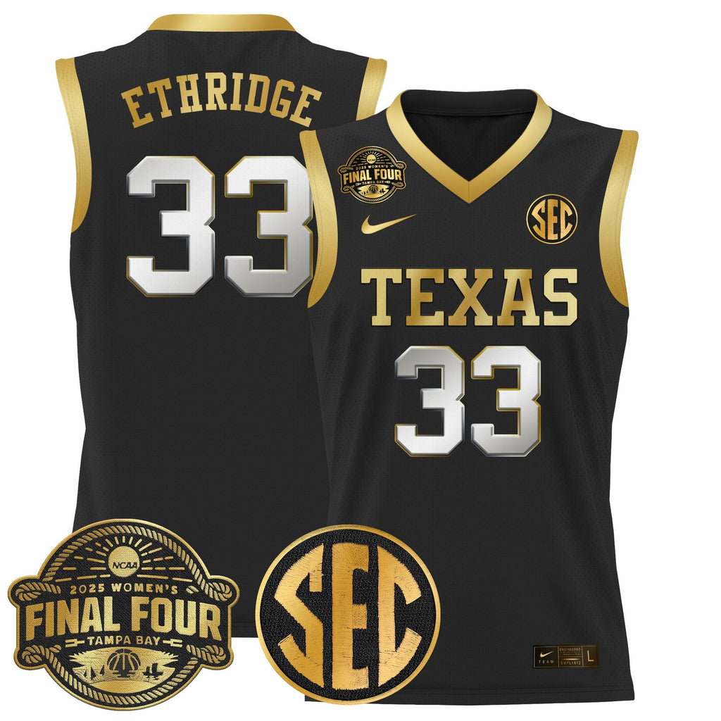 Kamie Ethridge Jersey #33 Texas Longhorns 2025 Sec Final Four Patch Black Gold
